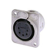 Neutrik Receptacle DL1 series 5 pin female - solder cups- nickel/silver, with M3 tapped mounting holes