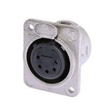 Neutrik Receptacle DL1 series 5 pin female - solder cups- nickel/silver, with M3 tapped mounting holes