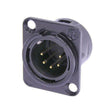 Neutrik Receptacle DL1 series 5 pin male - solder cups - black/gold