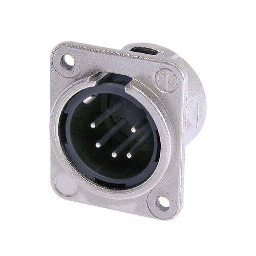 Neutrik Receptacle DL1 series 5 pin male - solder cups- nickel/silver, with M3 tapped mounting holes