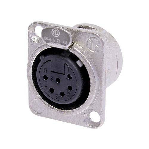 Neutrik Receptacle DL1 series 6 pin female - solder cups- nickel/silver