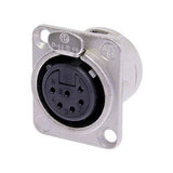 Neutrik Receptacle DL1 series 6 pin female - solder cups- nickel/silver