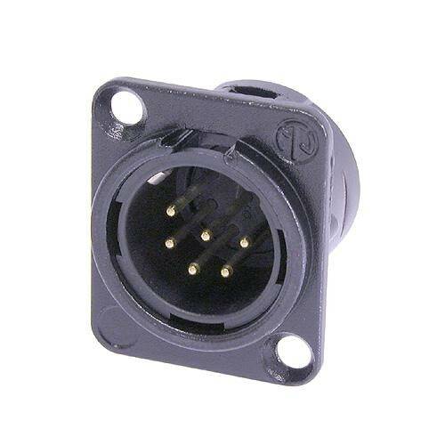 Neutrik Receptacle DL1 series 6S pin male - solder cups - black/gold