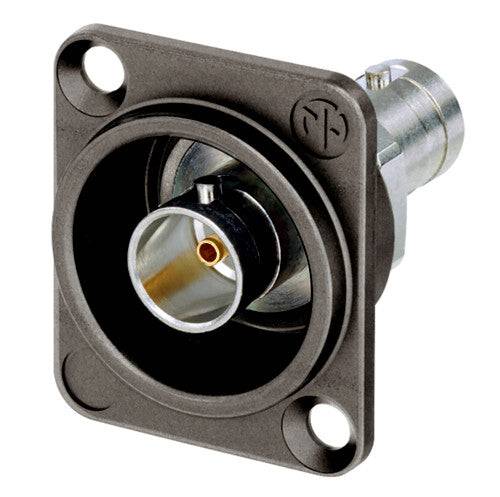 Neutrik Receptacle - BNC - D style - feedthrough - grounded - antraloy - 75 Ohm UHD