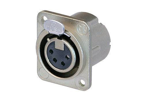 Neutrik Receptacle DLX series 4 pin female - solder - nickel/silver, with M3 tapped mounting holes