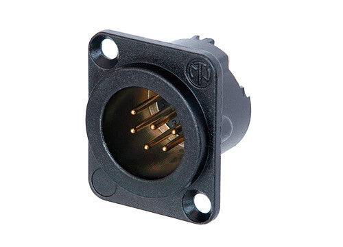 Neutrik Receptacle DLX series 6 pin male - solder - black/gold