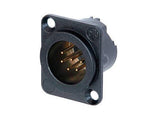 Neutrik Receptacle DLX series 6 pin male - solder - black/gold