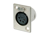 Neutrik Receptacle P series 4 pin female - solder cups - black/gold