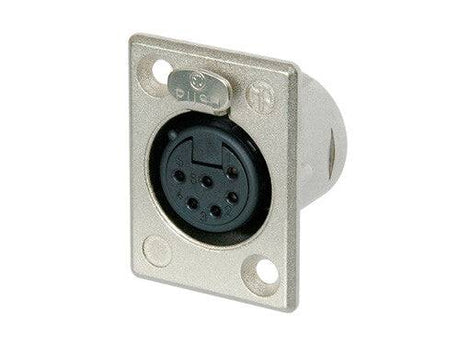 Neutrik Receptacle P series 6 pin female - solder cups - nickel/silver