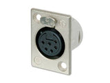 Neutrik Receptacle P series 6 pin female - solder cups - nickel/silver