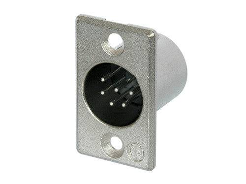 Neutrik Receptacle P series 6 pin male - solder cups - nickel/silver