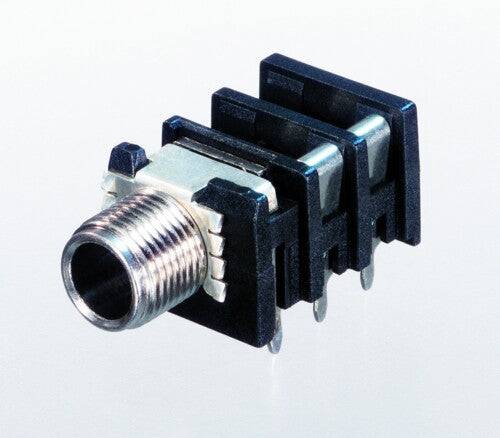 Neutrik Jack 1/4" - stereo switched tip and ring (not sleeve), slim-full thread metal-PCBH-cha grd