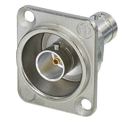 Neutrik Receptacle - BNC - D style - feedthrough - grounded - nickel - 75 Ohm