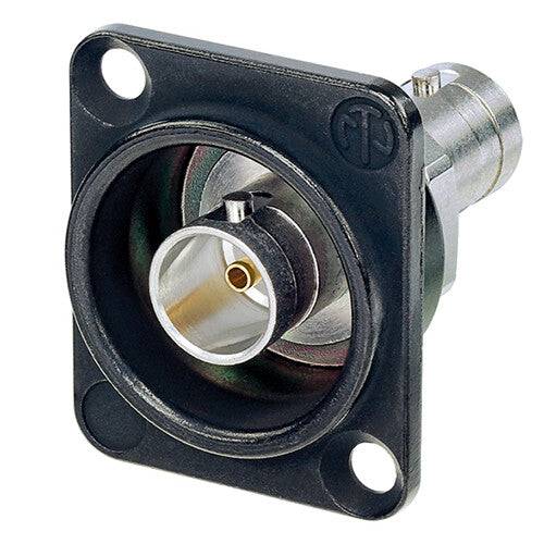 Neutrik Receptacle - BNC - D style - feedthrough - grounded - black - 75 Ohm