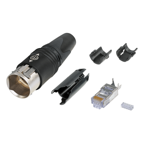 Neutrik Cable end etherCON CAT6 - field termination - nickel - no RJ45 needed. NOTE! etherCON CAT6 only. Not compatible with etherCON CAT5 or CAT6A chassis connectors