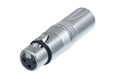 Neutrik Adapter - 3 pin female XLR to 3 pin male XLR - pre-wired