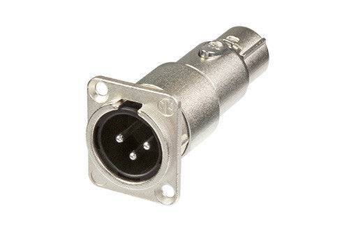 Neutrik Adapter - 3 pin male XLR to 3 pin female XLR - for XLR D-shape receptables (DLX series)