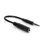 Hosa Headphone Adaptor, 3.5 mm TRRS to Slim 3.5 mm TRRS, 6" - MHE-158