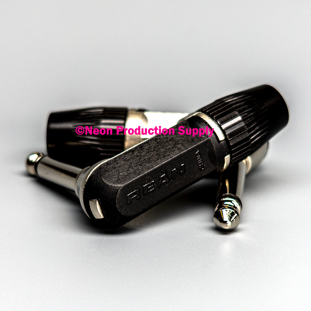 Neutrik Rean™ Plug 1/4" mono slim - black plastic/silver - right angle; bulk