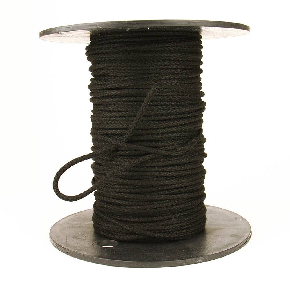 No. 4 1/8" Diamond Braid Premium Cotton Tie Line, Black - 300'