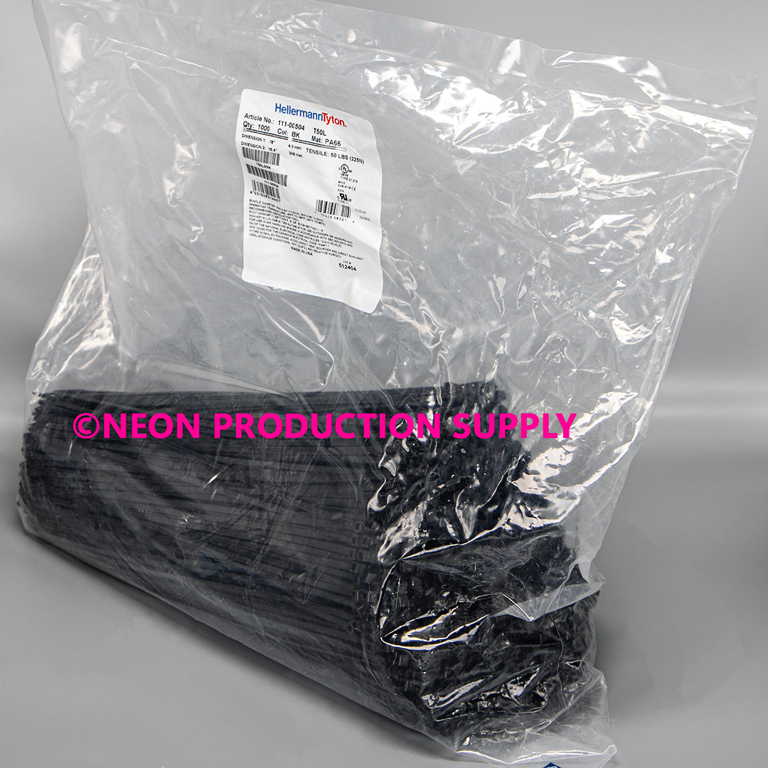 Hellermann Tyton Cable Ties - 11.75", 50lb, 1000 Pack, Black, T50I0