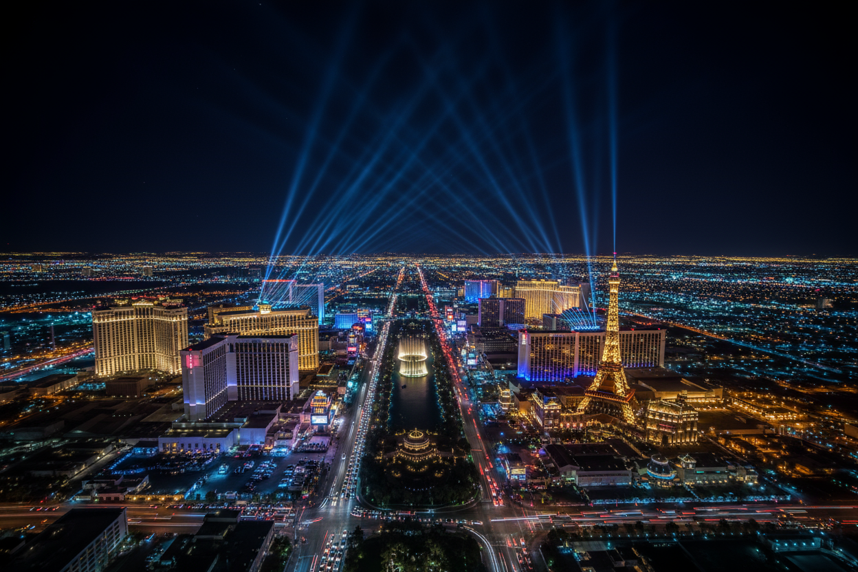 Las Vegas strip overview at night