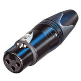 Neutrik 3 Pin Inline Female XLR Connector, Black/Gold - NC3FXX-B