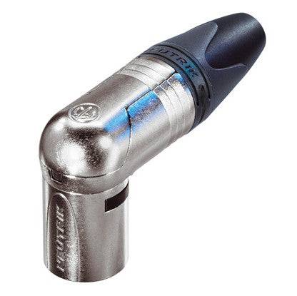 Neutrik 3 Pin Inline Male  XLR Right Angle Connector, Nickel/Silver - NC3MRX