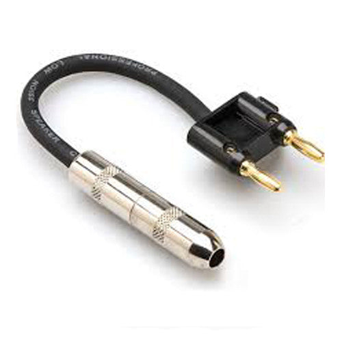 Hosa 1/4" TSF to Dual Banana Speaker Adaptor, 16 AWG, 6"- BNP-116BK - Neon Production Supply