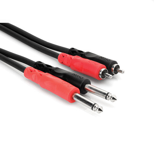 Hosa 2x 1/4" TSM to 2x RCAM Adaptor Cable, 12' - CPR-204 - Neon Production Supply