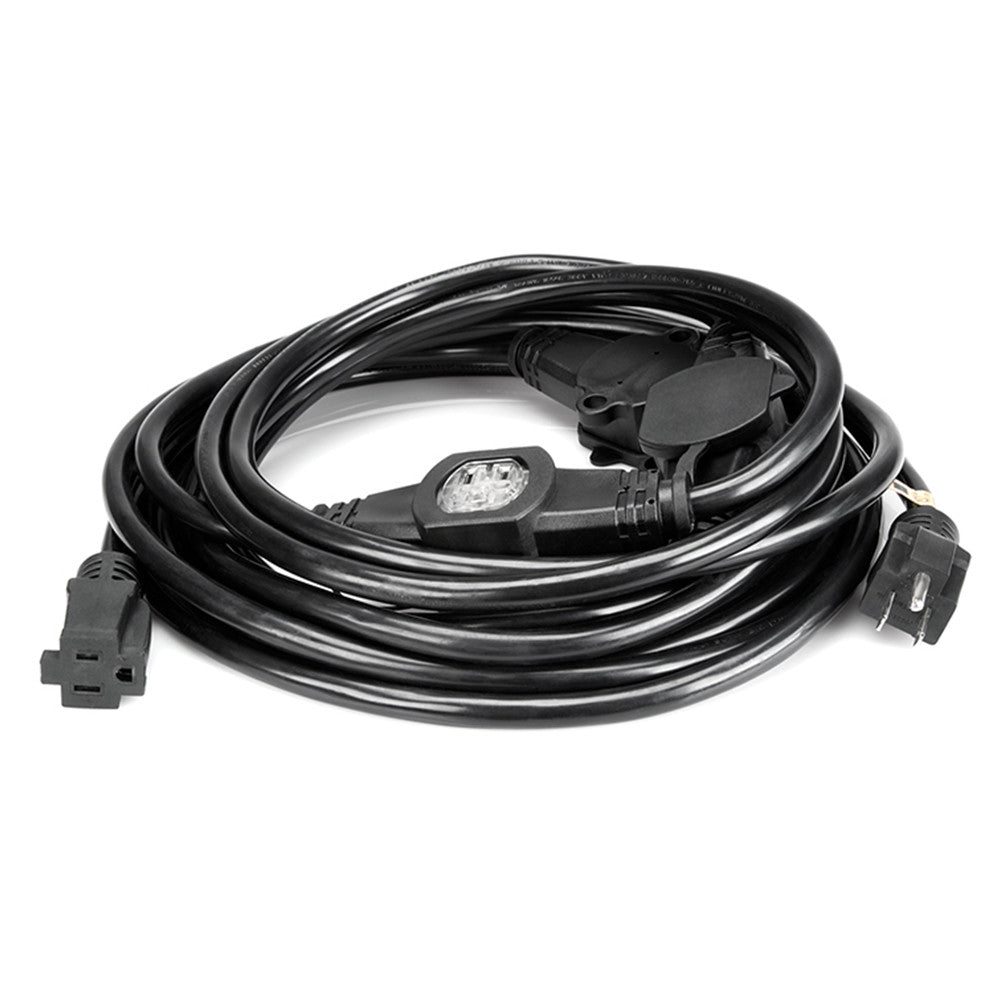 Hosa Edison Cable - 6x NEMA 5-15R to NEMA 5-15P, 50' - PDX-250 - Neon Production Supply