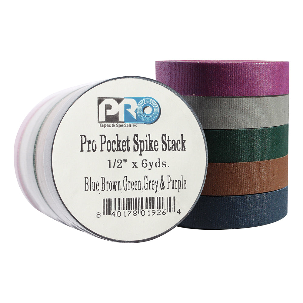 Pro Gaff Spike Stacks - Pocket Size 1/2" x 6yd, 5 Dark Colors - Neon Production Supply
