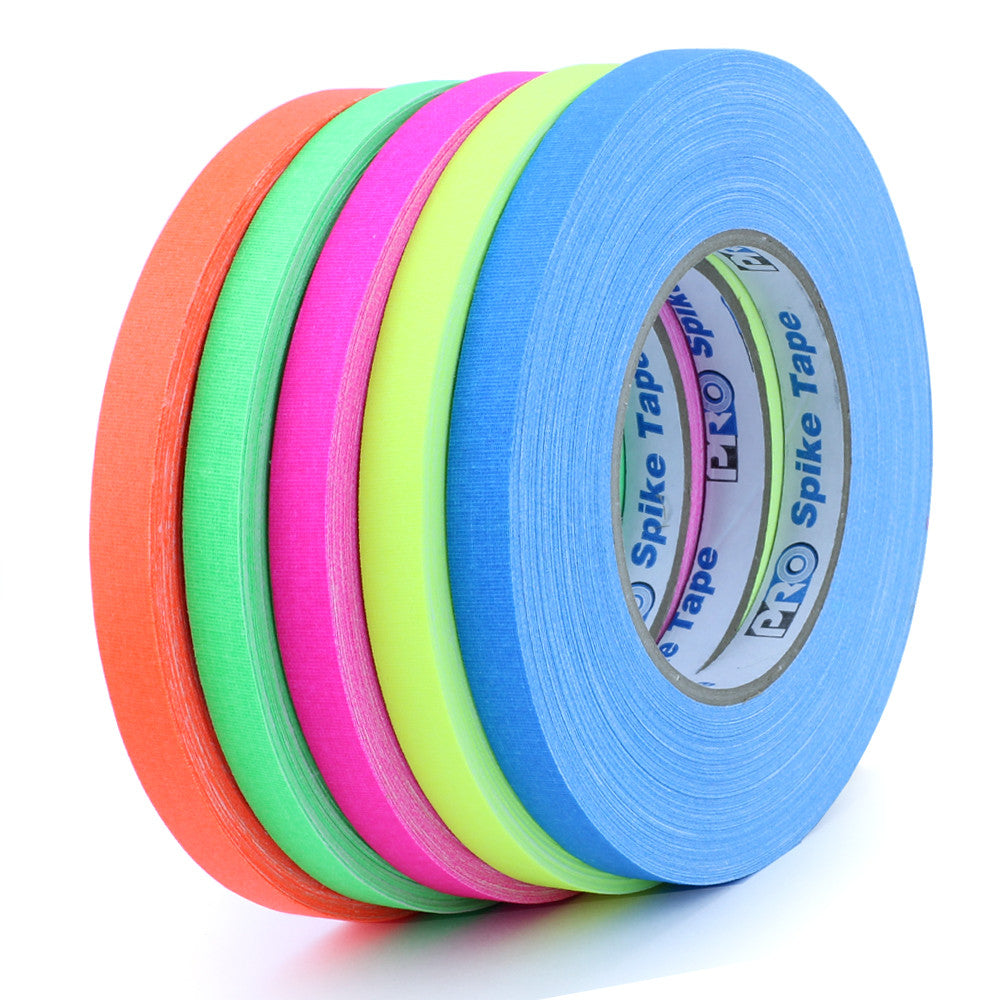 Pro Gaff Spike Tape - 1/2" X 45yd, 5 Color Pack - Neon Production Supply