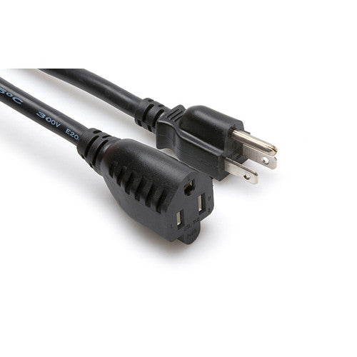 Hosa Edison Extension Cable - NEMA 5-15R to NEMA 5-15P, 8' - PWX-408 - Neon Production Supply