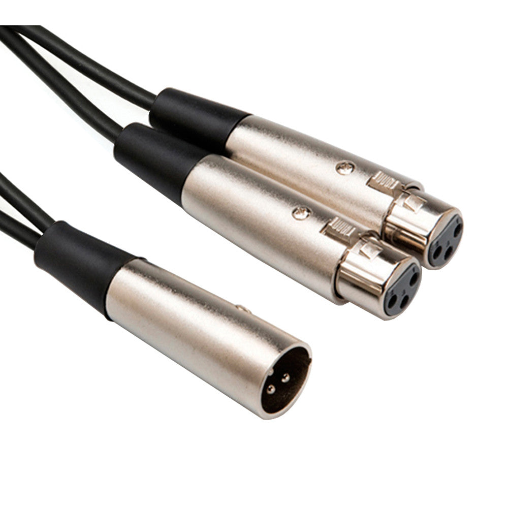 Hosa XLR Y Cable - XLR3M to 2x XLR3F, 18" - YXF-101.5 - Neon Production Supply