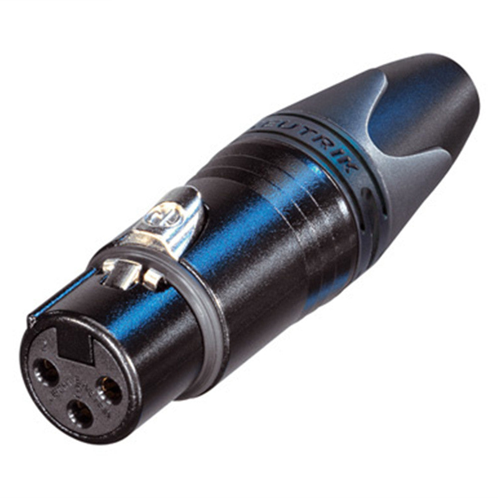 Neutrik 3 Pin Inline Female XLR Connector, Black/Silver - NC3FXX-BAG - Neon Production Supply