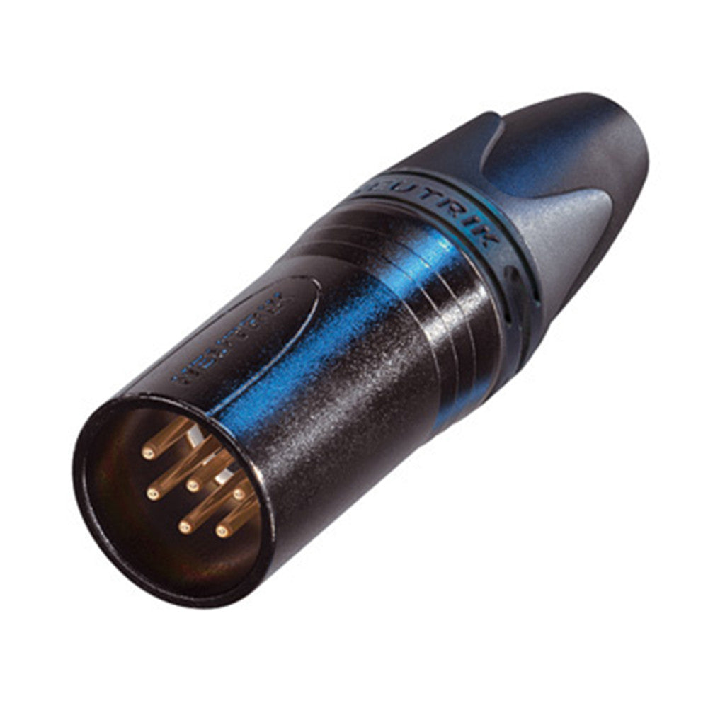 Neutrik 6 Pin Inline Male XLR Connector, Black/Gold - NC6MXX-B - Neon Production Supply